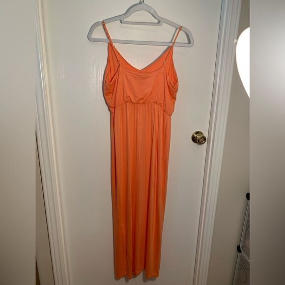 Lulu’s EUC orange V-neck slit leg maxi dress Size Small - Picture 2 of 5